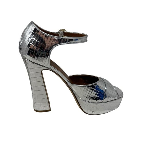 Malone Souliers Keaton Platform High Heel Sandals silver mirror size 38 8 disco - Picture 8 of 13